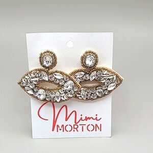 Mimi Morton Sparkly Lips Rhinestone Pierced Earrings